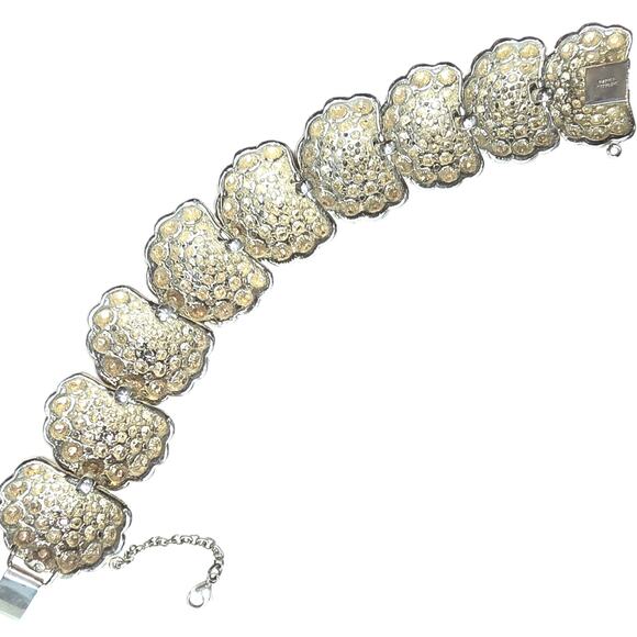 Vintage Heavy Napier Sterling Silver Chunky Textured Shell Statement Bracelet - Picture 8 of 11